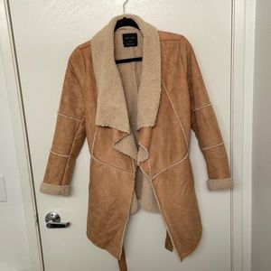 Fashion nova love tree faux sued sheepskin jacket sz S